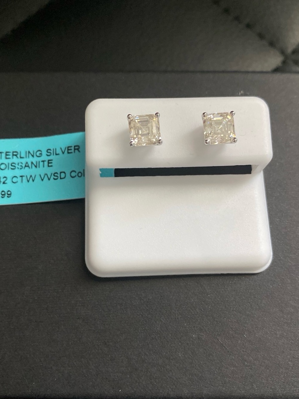 Asscher Cut Moissanite Studs